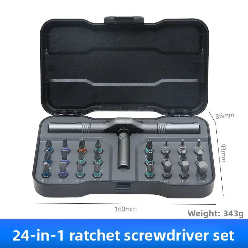 24-in-1 Ratchet Screwdriver Set with S2 Steel Bits – Multi-Functional Household Repair Tool Kit - 24-in-1 Ratchet