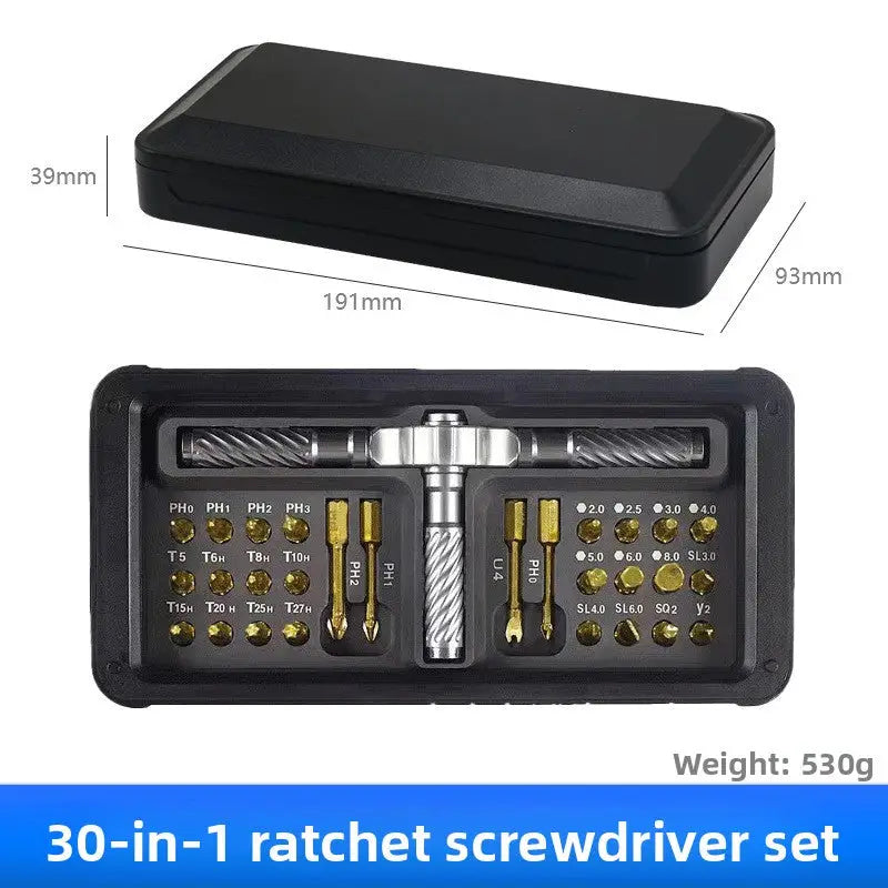 24-in-1 Ratchet Screwdriver Set with S2 Steel Bits – Multi-Functional Household Repair Tool Kit - 30-in-1 Ratchet