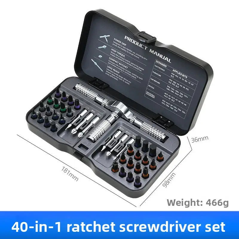24-in-1 Ratchet Screwdriver Set with S2 Steel Bits – Multi-Functional Household Repair Tool Kit - 40-in-1 Ratchet