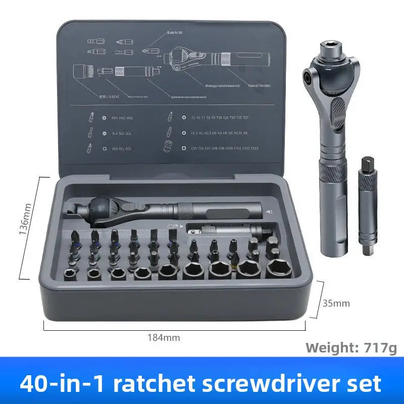 24-in-1 Ratchet Screwdriver Set with S2 Steel Bits – Multi-Functional Household Repair Tool Kit - RS2 40-in-1 Ratchet