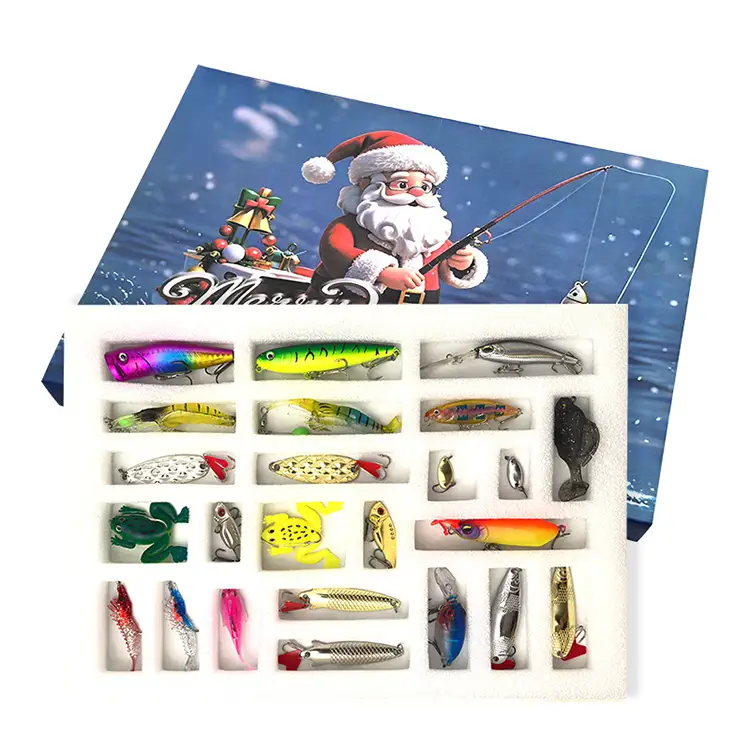 24-Piece Christmas Fishing Lure Set | Blind Box Multi-Variety Fishing Bait Gift Box for Anglers - 24-piece Lure Bait