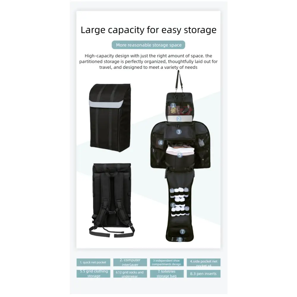 35L Multifunctional Travel Backpack Large Capacity Magnetic Business Trip Luggage Multi-Piece Set Double Shoulder Bag