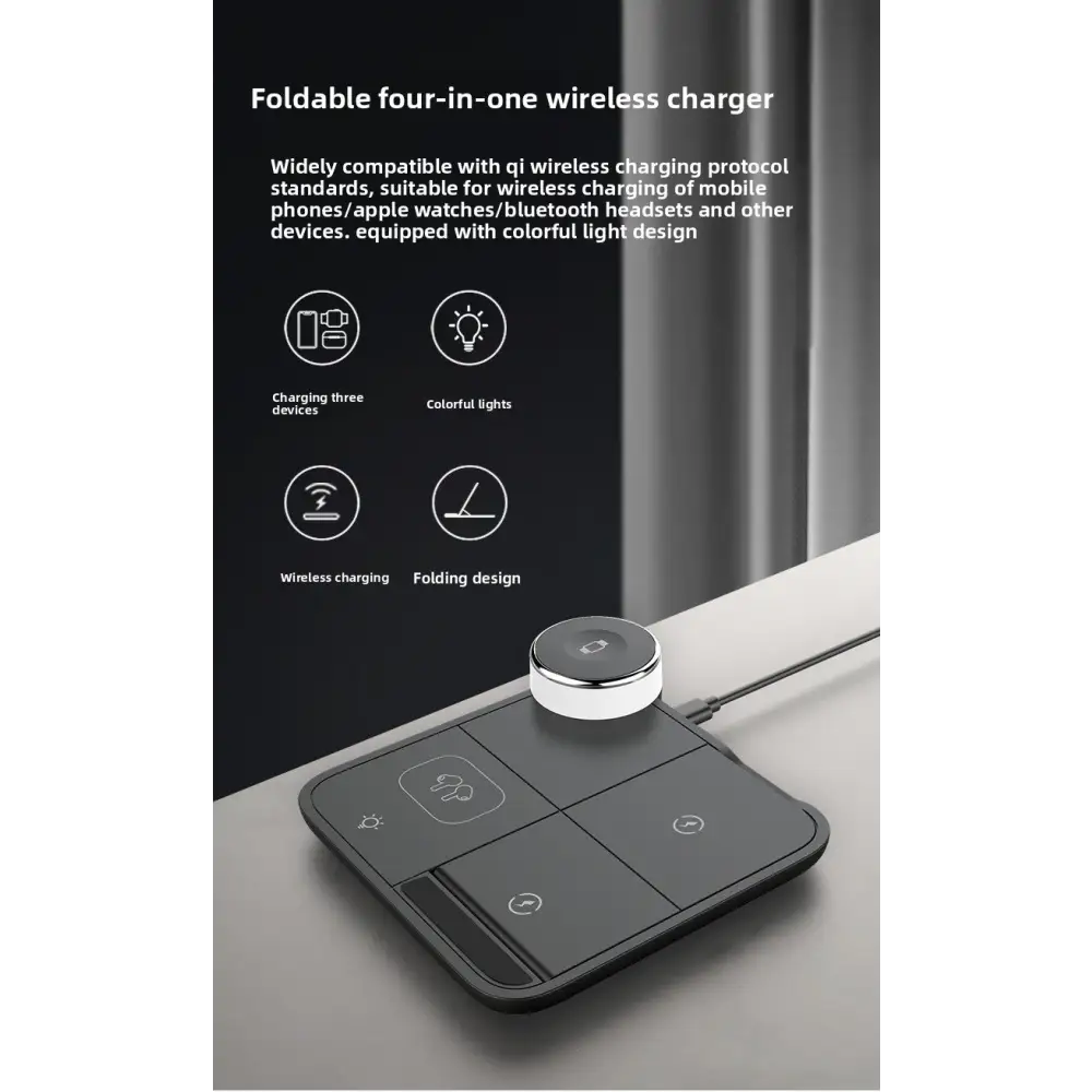 4-in-1 Desktop Wireless Charger with Phone Stand | Fast Charging Station for Phone & Smartwatch - black - Electronics