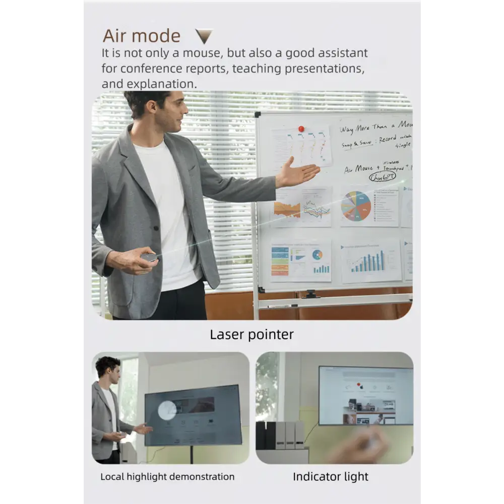 AI Magnetic Split Air Mouse | Wireless & Bluetooth Dual-Mode Laser Pointer & Recording Pen - Electronics