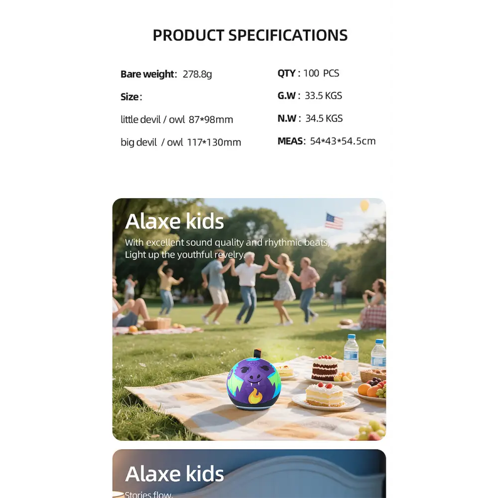Alaxe Cartoon Bluetooth Speaker | Portable Kids Mini Speaker with Cute Patterns - Electronics