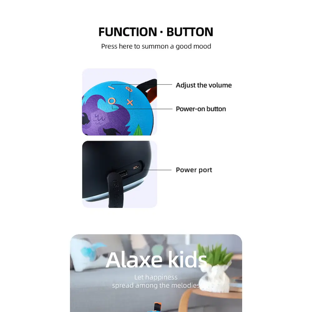 Alaxe Cartoon Bluetooth Speaker | Portable Kids Mini Speaker with Cute Patterns - Electronics