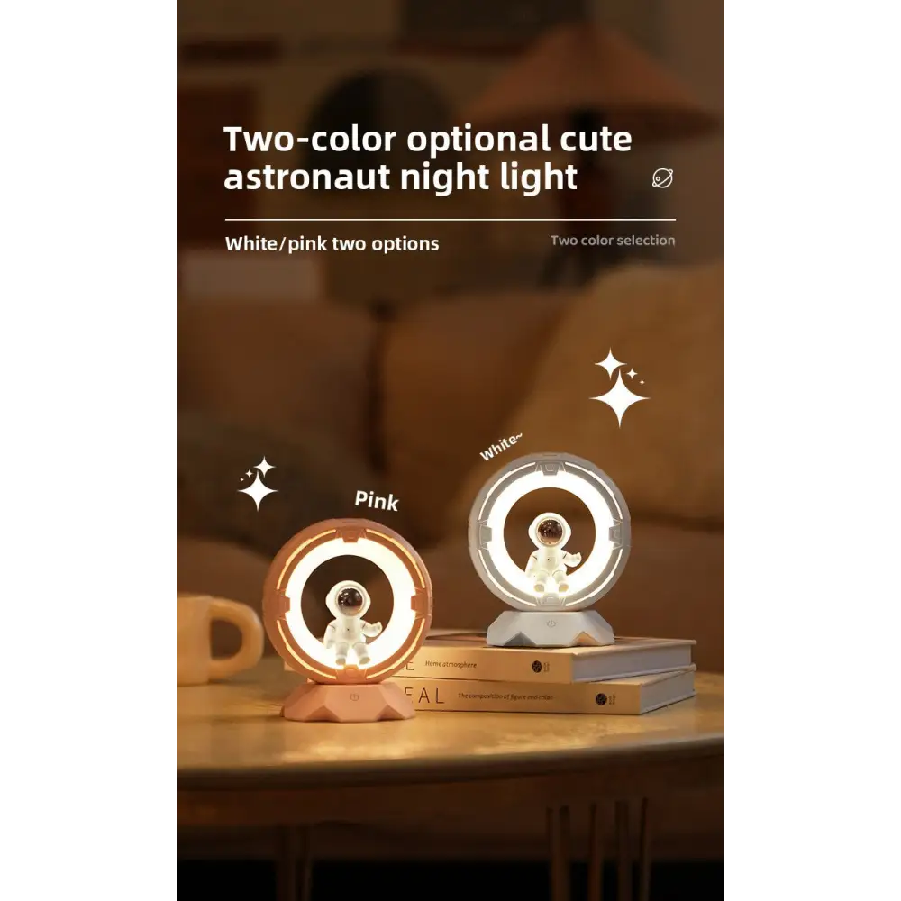 Astronaut Night Light for Girls’ Bedroom Bedside Astronaut Atmosphere Tap Light Rechargeable Sleep Companion - Lamp