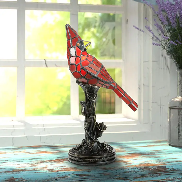Cardinal Bird Decorative Table Lamp | Red Bird Animal Home Décor Light - Lamp