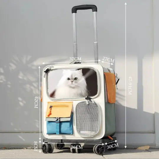 Cat Bag Portable Going Out Large Capacity Cat Mic Bag Anti-Stress Walking Cat Shoulder Kitten Backpack Pet Trolley Case