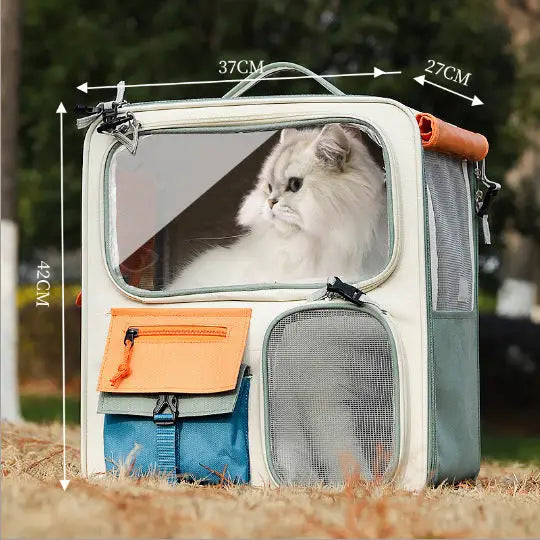 Cat Bag Portable Going Out Large Capacity Cat Mic Bag Anti-Stress Walking Cat Shoulder Kitten Backpack Pet Trolley Case