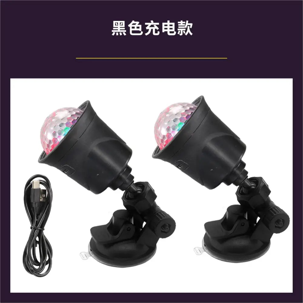 Colorful Rotating Lantern 5V USB Rechargeable Crystal Magic Ball Car Atmosphere Light Sound-Controlled Flashing Disco
