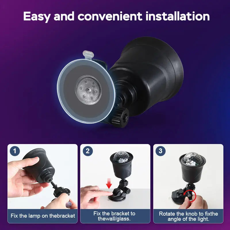 Colorful Rotating Lantern 5V USB Rechargeable Crystal Magic Ball Car Atmosphere Light Sound-Controlled Flashing Disco