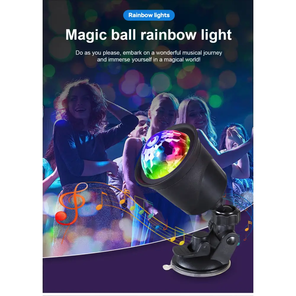 Colorful Rotating Lantern 5V USB Rechargeable Crystal Magic Ball Car Atmosphere Light Sound-Controlled Flashing Disco