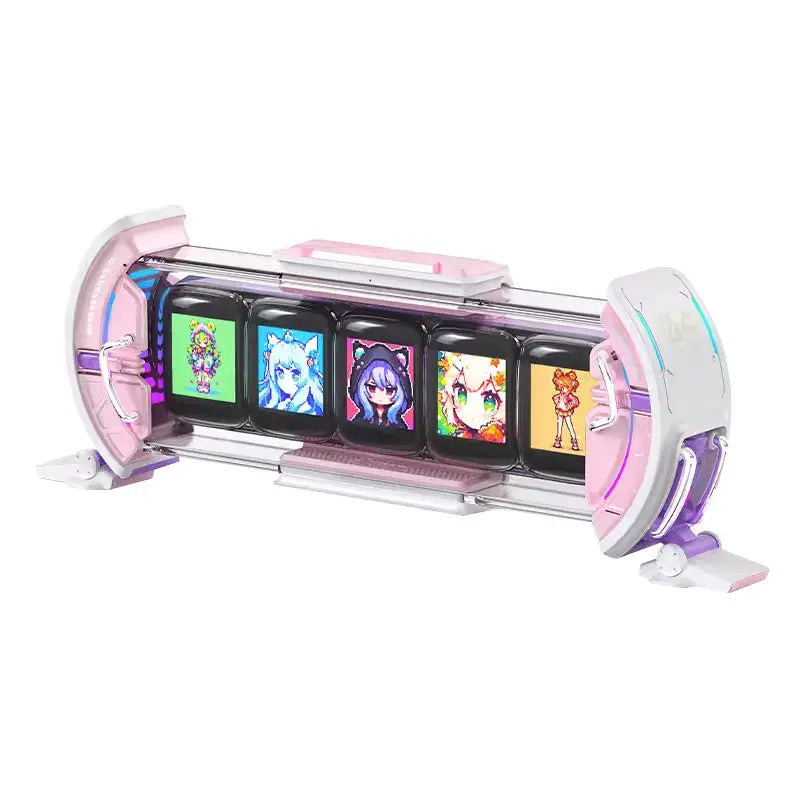Cyberpunk Pixel Display Clock Tower | 5-Screen Linked Electronic Sub Display - Pink - Electronics