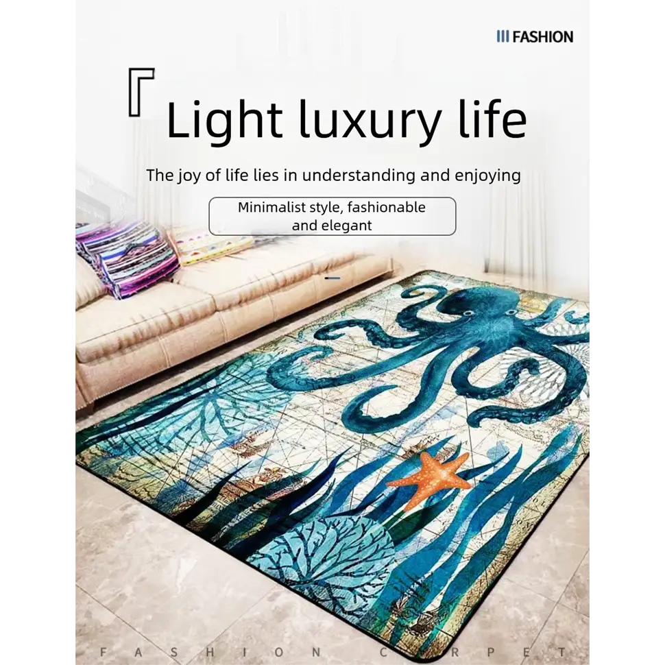 Flannel Area Rug | Heat Transfer Printed Floor Mat for Living Room Bedroom & Home Décor - 家居生活