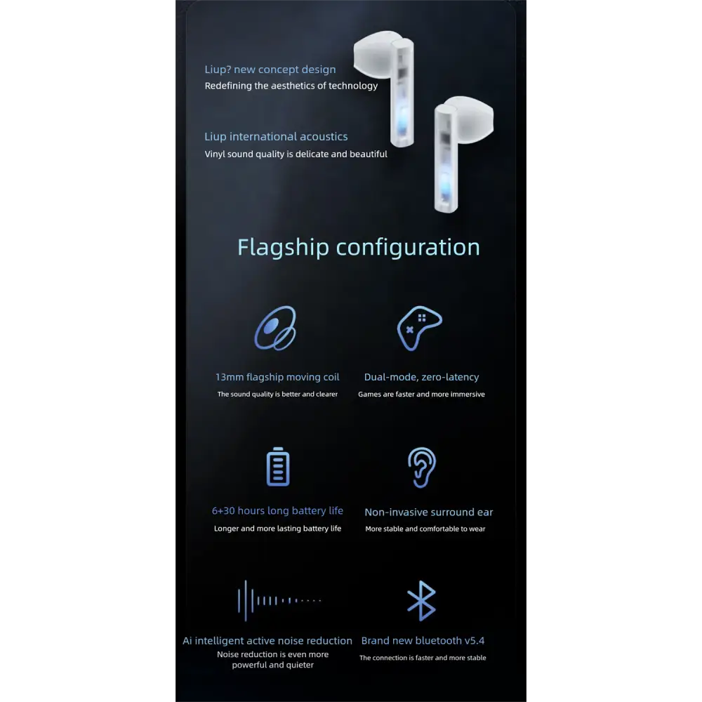 Flowing Sand Gaming Bluetooth Earbuds | Active Noise Cancelling TWS Earphones - Electronics