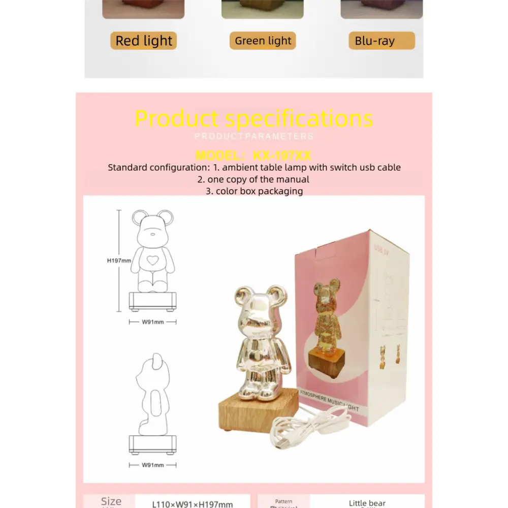 Glowing Bear Night Light Internet Celebrity Violent Bear Table Lamp Bedside Lamp Qixi Festival Gift Birthday Gift