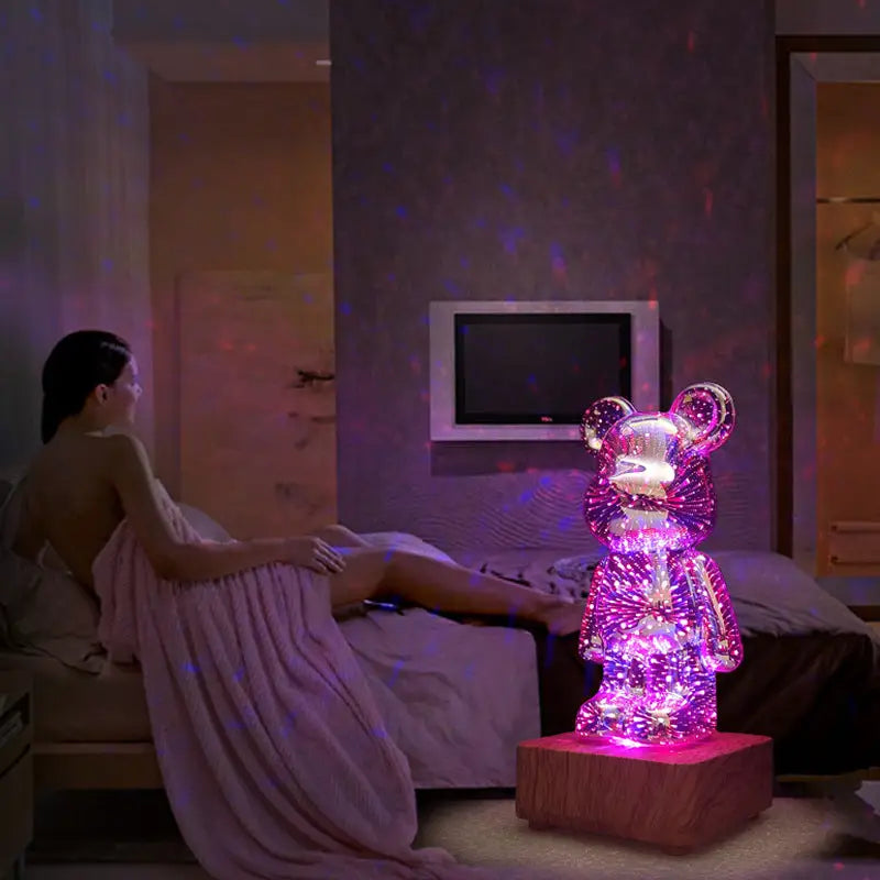 Glowing Bear Night Light Internet Celebrity Violent Bear Table Lamp Bedside Lamp Qixi Festival Gift Birthday Gift