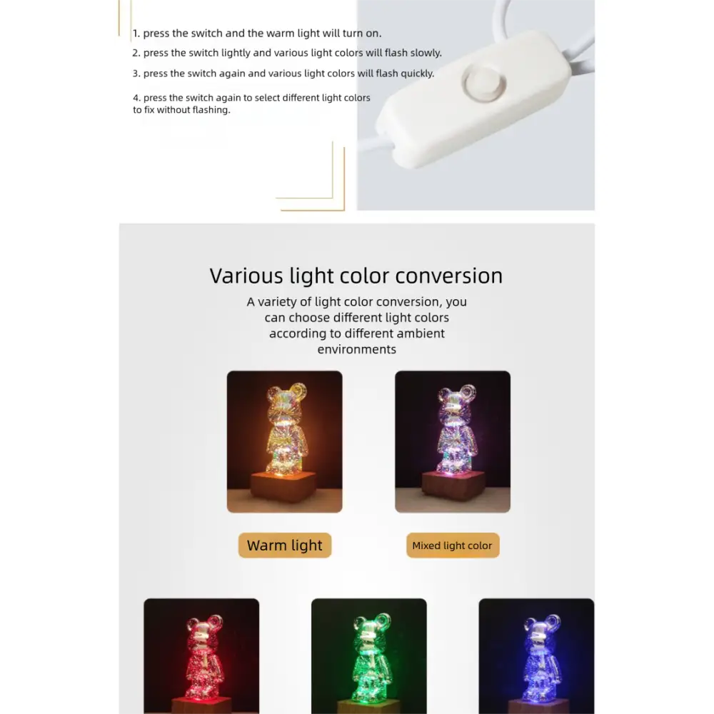 Glowing Bear Night Light Internet Celebrity Violent Bear Table Lamp Bedside Lamp Qixi Festival Gift Birthday Gift