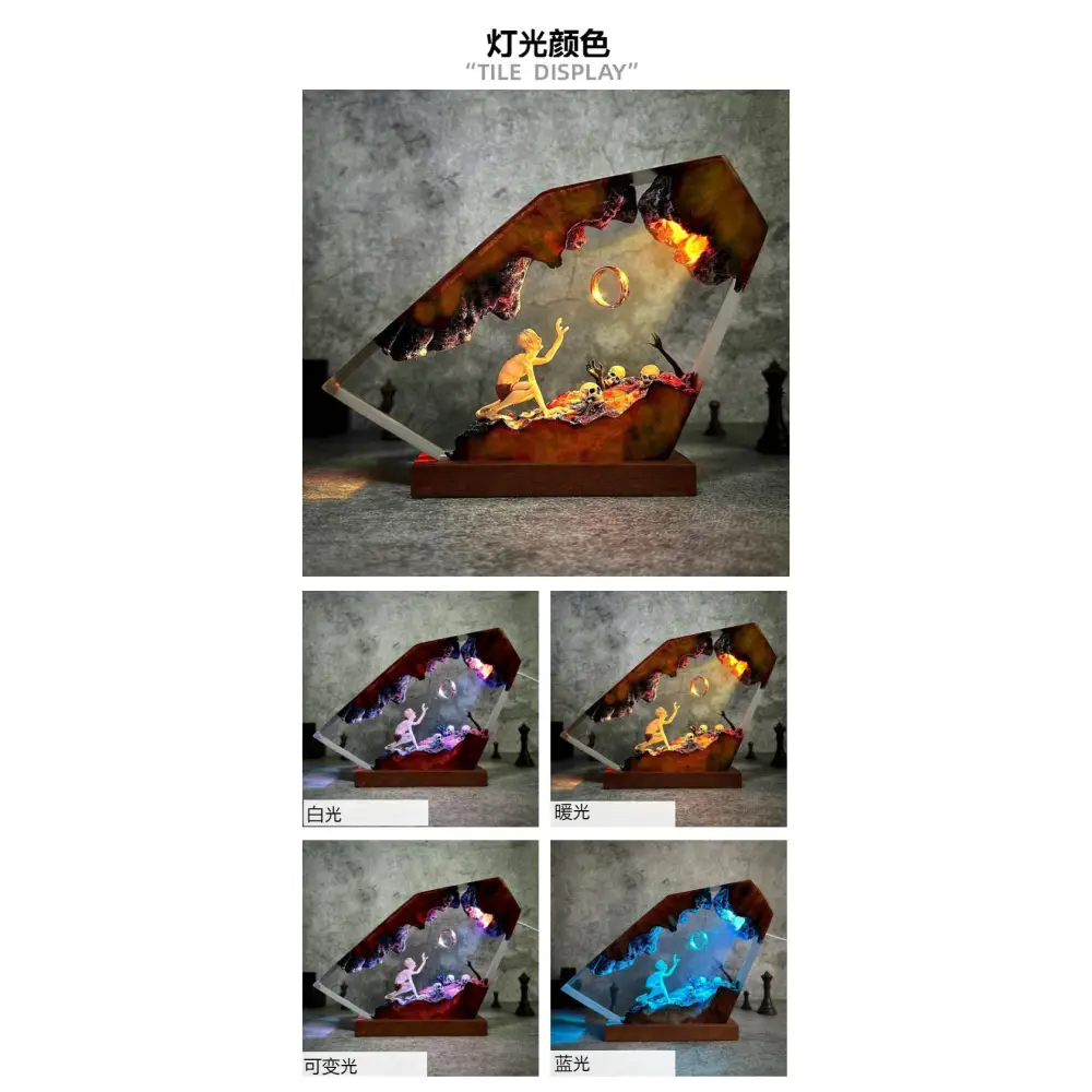 Gollum Power Ring Epoxy Resin Lamp Dark Lord’s Ring Fantasy World Night Light Halloween Gift