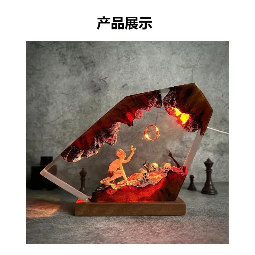 Gollum Power Ring Epoxy Resin Lamp Dark Lord’s Ring Fantasy World Night Light Halloween Gift