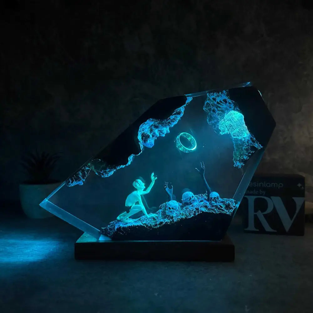 Gollum Power Ring Epoxy Resin Lamp Dark Lord’s Ring Fantasy World Night Light Halloween Gift