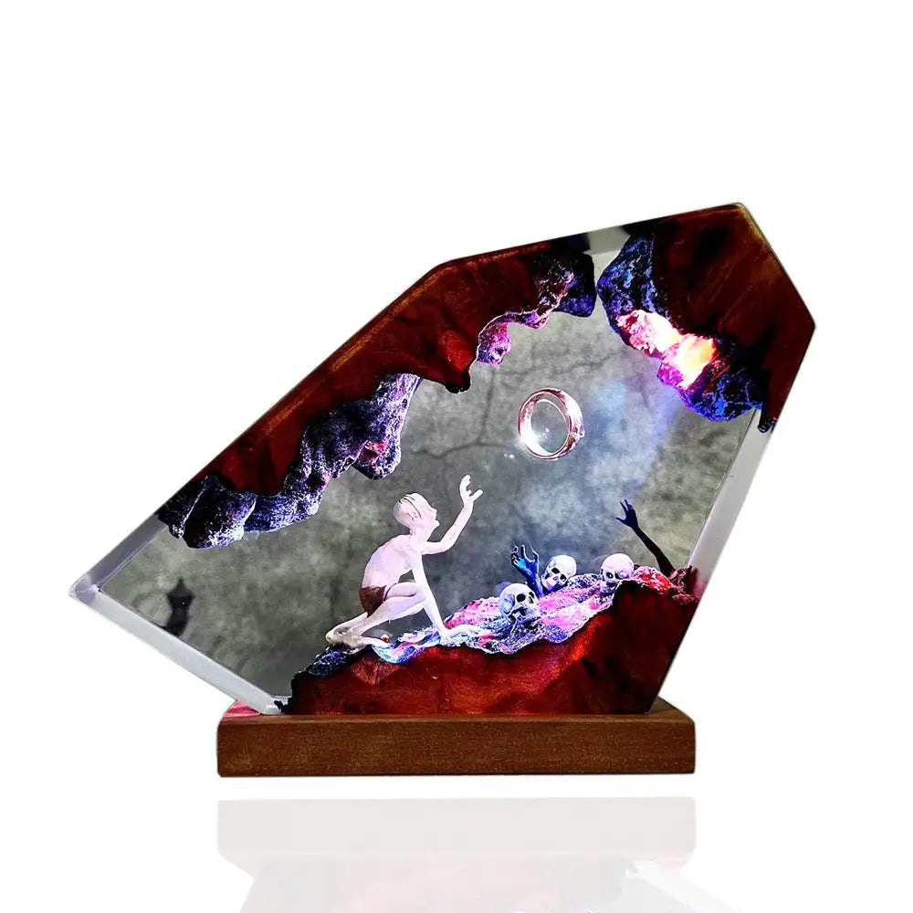 Gollum Power Ring Epoxy Resin Lamp Dark Lord’s Ring Fantasy World Night Light Halloween Gift
