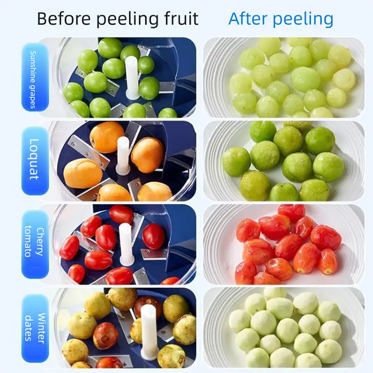 Grape Peeling Machine Fully Automatic Household Electric Fruit Peeler - blue / Multifunctional Peeling Machine