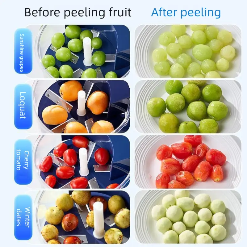 Grape Peeling Machine Fully Automatic Household Electric Fruit Peeler - blue / Multifunctional Peeling Machine