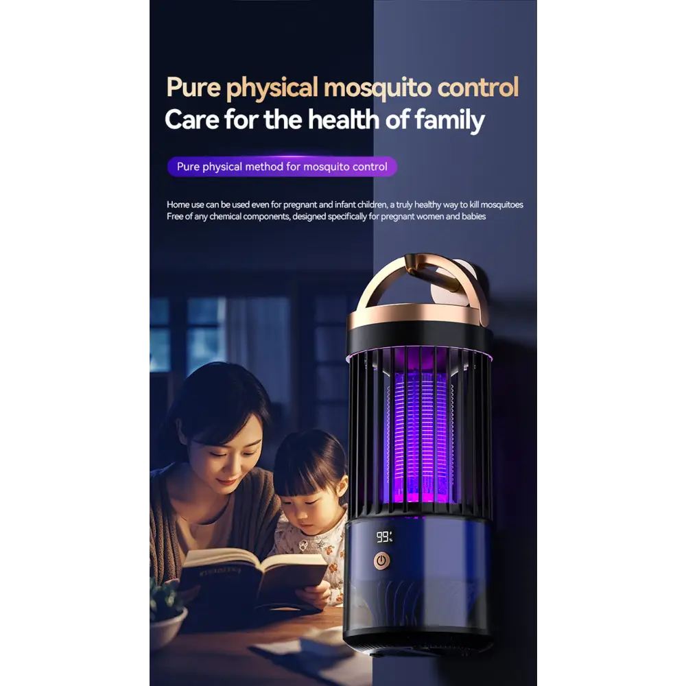 Inhalation Type Household Indoor and Outdoor Rechargeable Mosquito Trap and Killer Lamp - SJD-01 Black Mosquito Killer