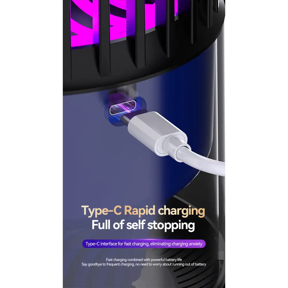 Inhalation Type Household Indoor and Outdoor Rechargeable Mosquito Trap and Killer Lamp - SJD-01 Black Mosquito Killer
