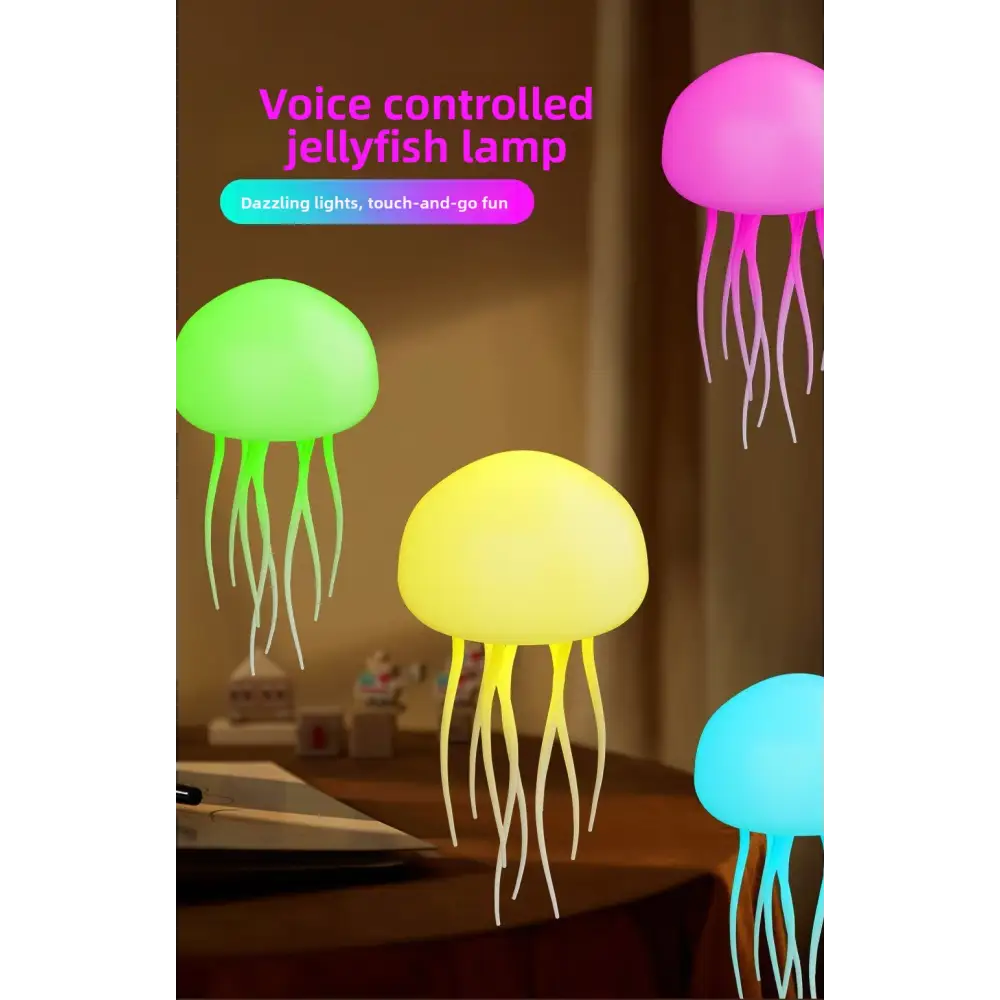 Intelligent Voice-Controlled Jellyfish Lamp Floating Atmosphere Light Creative Night Light Smart Touch Feet Colorful