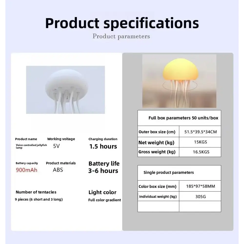 Intelligent Voice-Controlled Jellyfish Lamp Floating Atmosphere Light Creative Night Light Smart Touch Feet Colorful