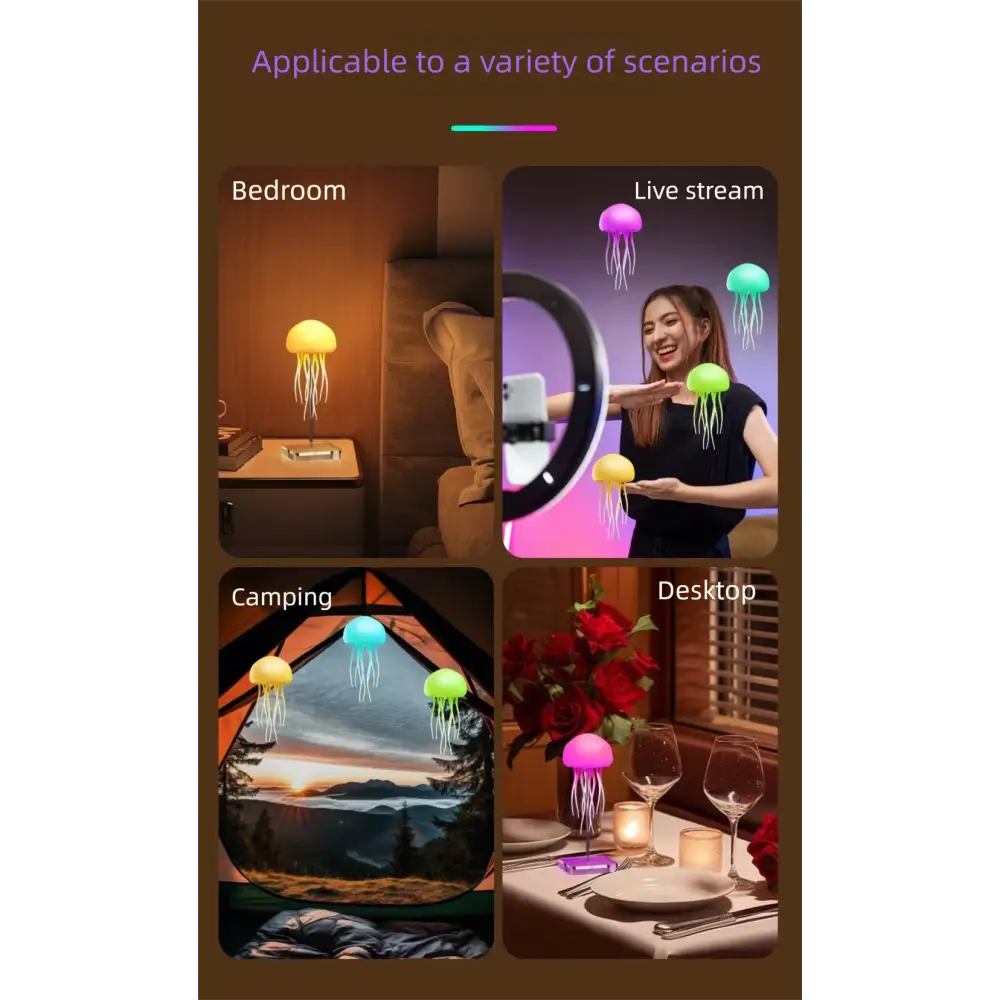Intelligent Voice-Controlled Jellyfish Lamp Floating Atmosphere Light Creative Night Light Smart Touch Feet Colorful