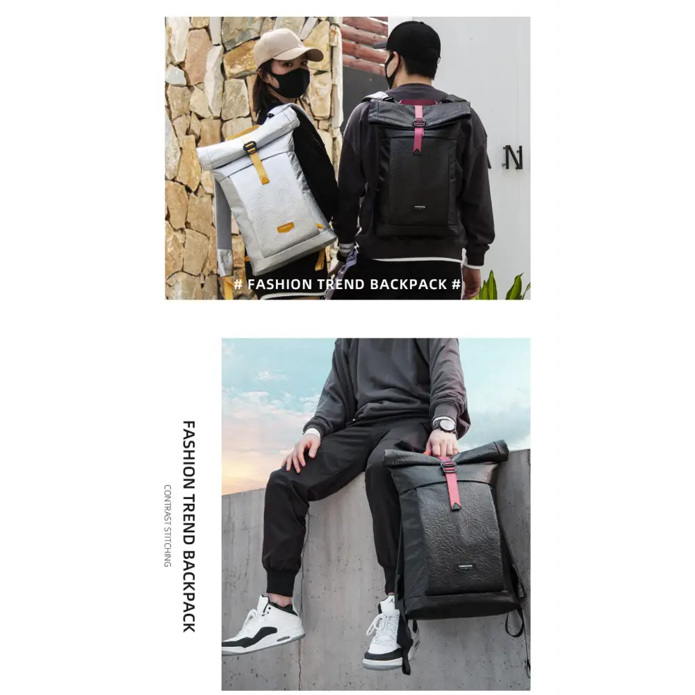 Jinshengsi New Men’s Backpack European and American Retro Trend Waterproof Foldable Sports Backpack for College