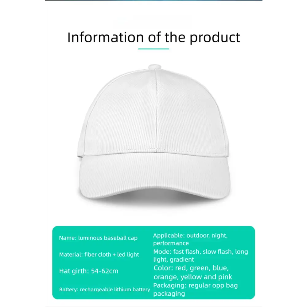 LED Fiber Optic Light-Up Cap | Flashing Disco Baseball Hat for Parties & Dance - 圣诞用品