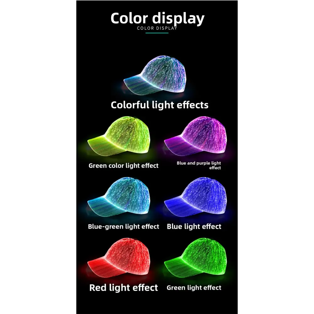 LED Fiber Optic Light-Up Cap | Flashing Disco Baseball Hat for Parties & Dance - 圣诞用品