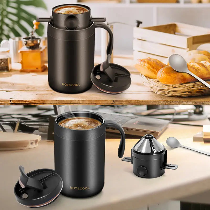 Outdoor Portable Pour-Over Coffee Cup Set – Stainless Steel Insulated Travel Mug for Home & Travel - Outdoor & Survival