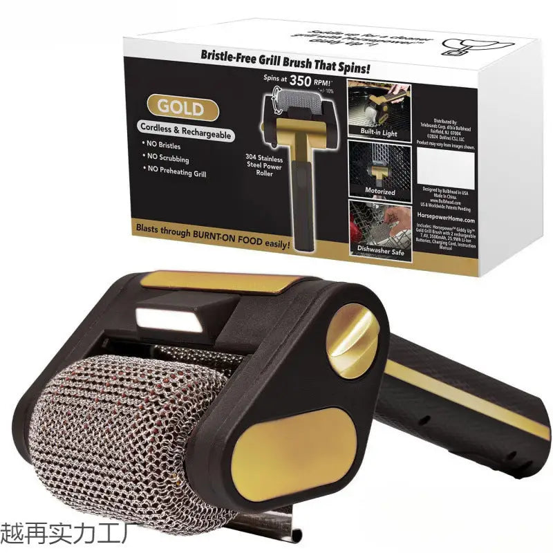 Rechargeable BBQ Grill Brush | Stainless Steel Roller with Light & Bristle-Free Design - Outdoor & Survival Gear / Tool