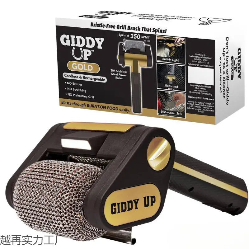 Rechargeable BBQ Grill Brush | Stainless Steel Roller with Light & Bristle-Free Design - Outdoor & Survival Gear / Tool