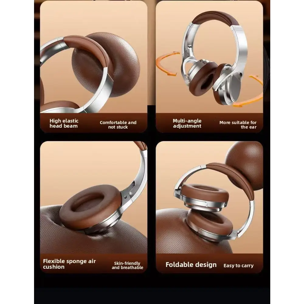 Retro Bluetooth Over-Ear Headphones | Wireless Metal Design Long Battery Life for Sports & Travel - Electronics