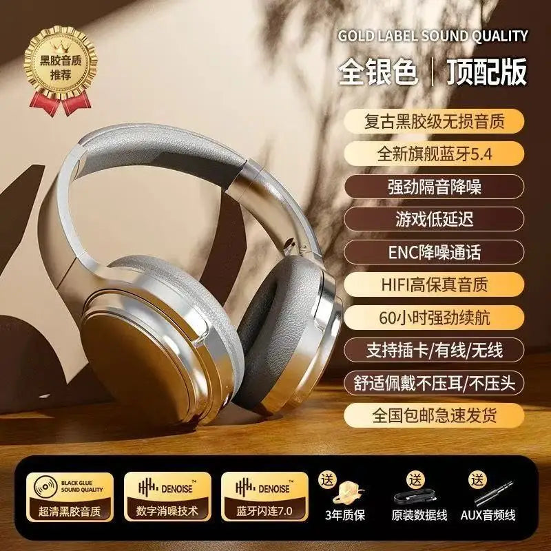 Retro Bluetooth Over-Ear Headphones | Wireless Metal Design Long Battery Life for Sports & Travel - Electronics