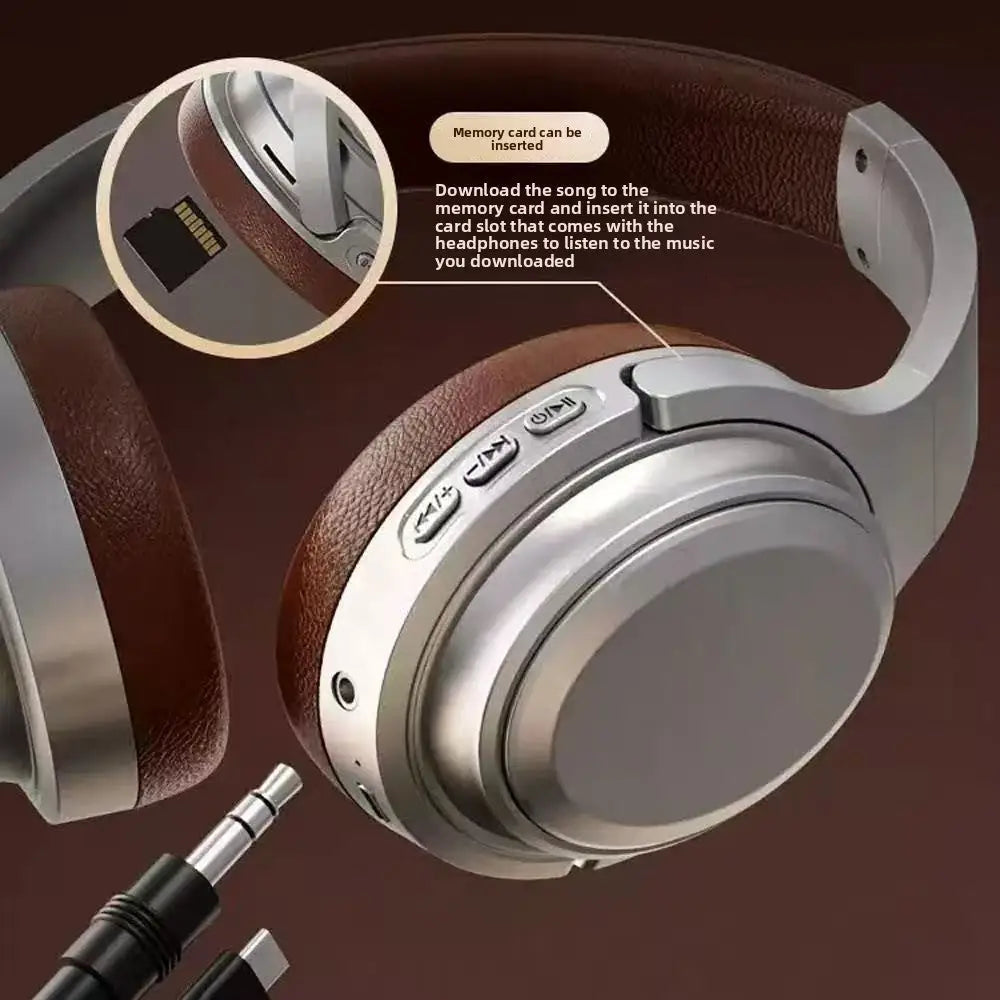 Retro Bluetooth Over-Ear Headphones | Wireless Metal Design Long Battery Life for Sports & Travel - Electronics