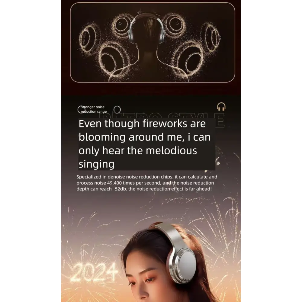 Retro Bluetooth Over-Ear Headphones | Wireless Metal Design Long Battery Life for Sports & Travel - Electronics