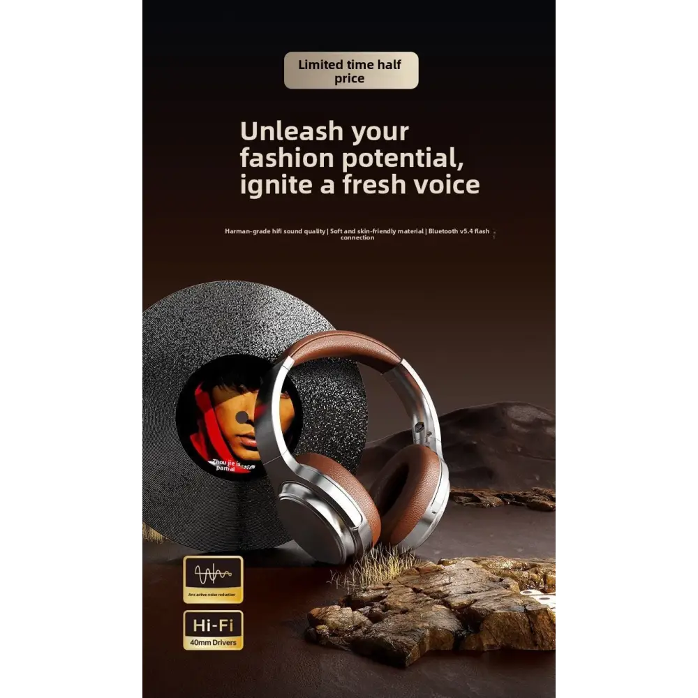 Retro Bluetooth Over-Ear Headphones | Wireless Metal Design Long Battery Life for Sports & Travel - Electronics