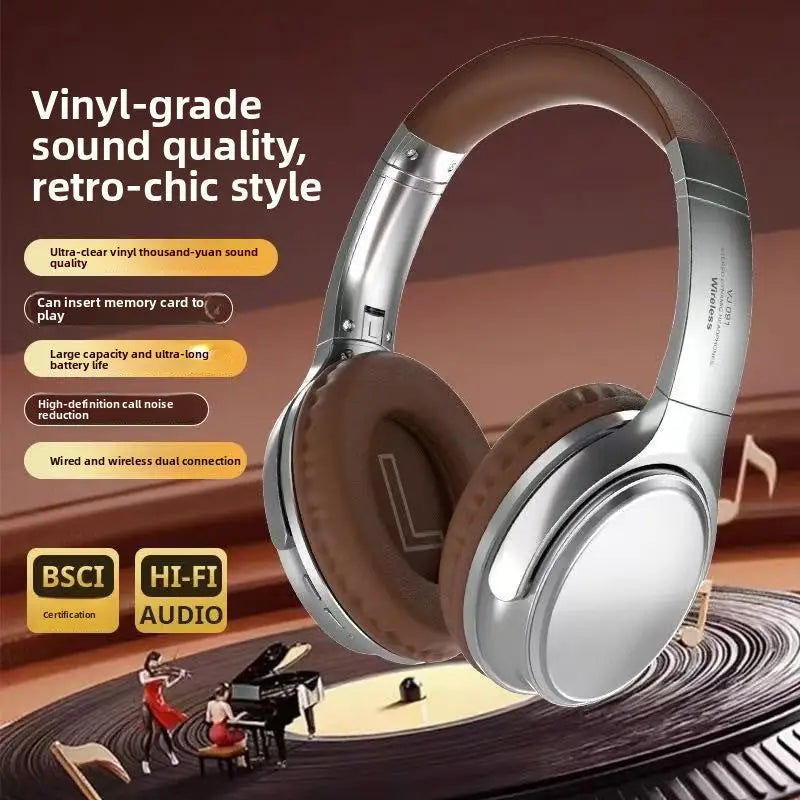 Retro Bluetooth Over-Ear Headphones | Wireless Metal Design Long Battery Life for Sports & Travel - Electronics