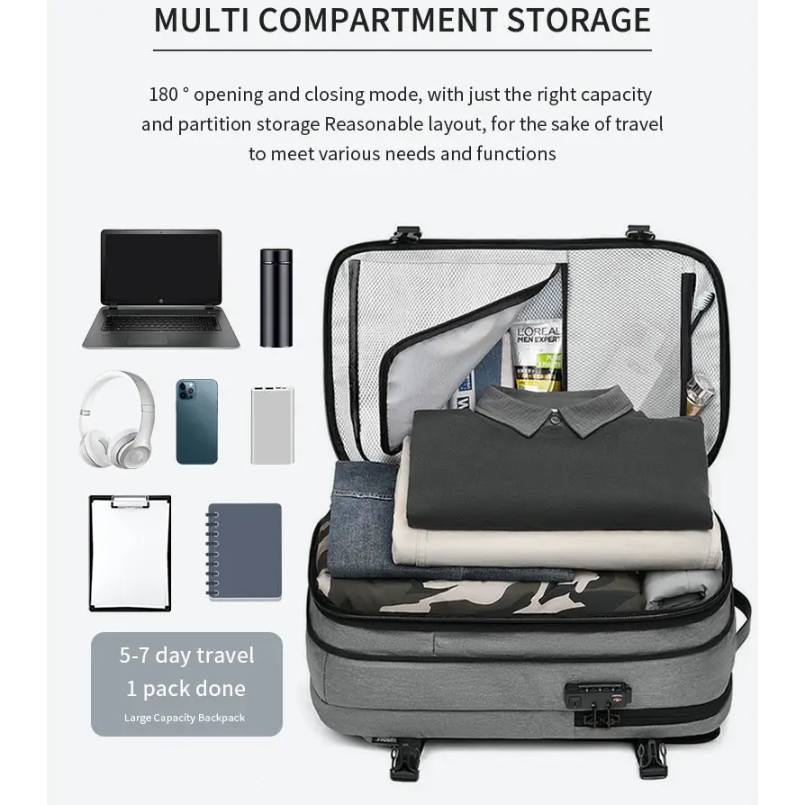 Vacuum Compression Backpack Business Travel Large Capacity Travel Backpack Water-Repellent Luggage Bag Multi-Functional
