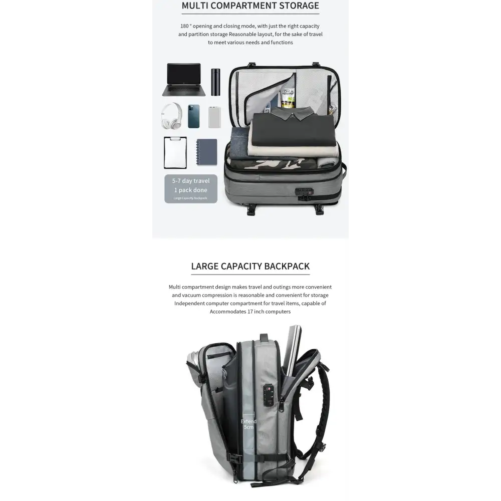 Vacuum Compression Backpack Business Travel Large Capacity Travel Backpack Water-Repellent Luggage Bag Multi-Functional