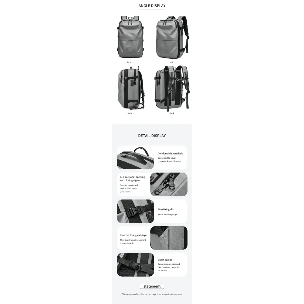 Vacuum Compression Backpack Business Travel Large Capacity Travel Backpack Water-Repellent Luggage Bag Multi-Functional
