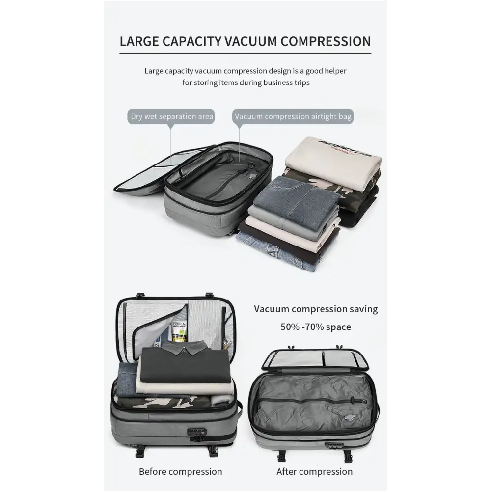 Vacuum Compression Backpack Business Travel Large Capacity Travel Backpack Water-Repellent Luggage Bag Multi-Functional